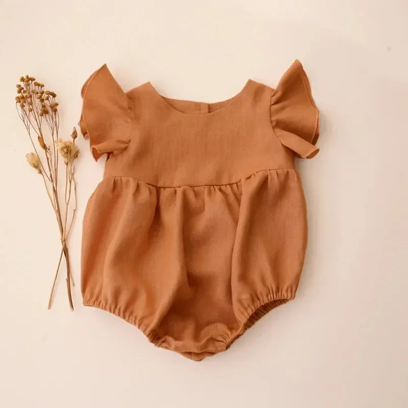0-24M Linen Cotton Newborn Girl Clothes Lovely Summer Baby Romper Infant Girl Jumpsuits