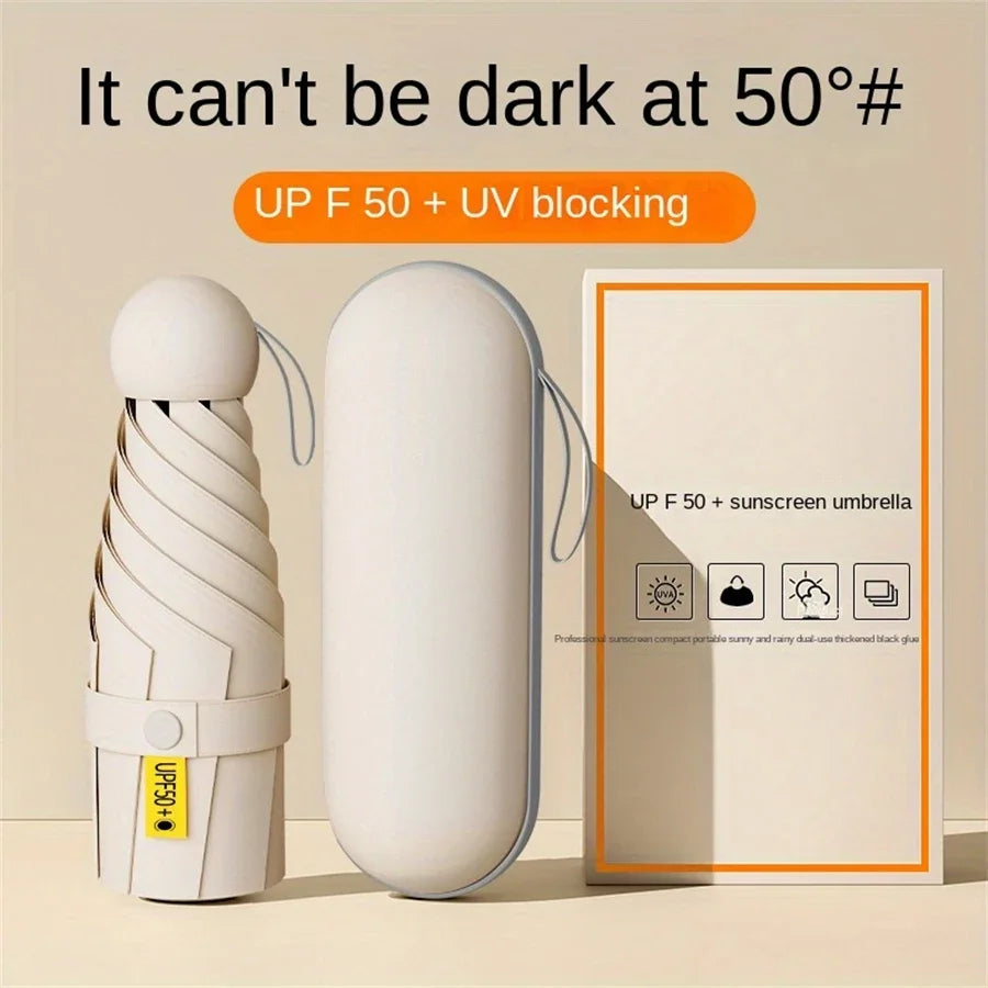 2025 Anti-Uv Mini Umbrella For Sunny And Rainy Days, Portable With Uv Coating And 6 Reinforced Ribs