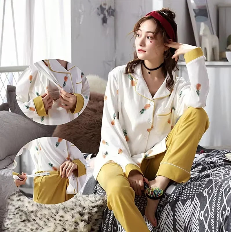 Breastfeeding Pajamas Breast Feeding Nightwear Maternity Nursing Pajama Sets Autumn Maternity Nursing Sleepwear Pregnancy Pyjama