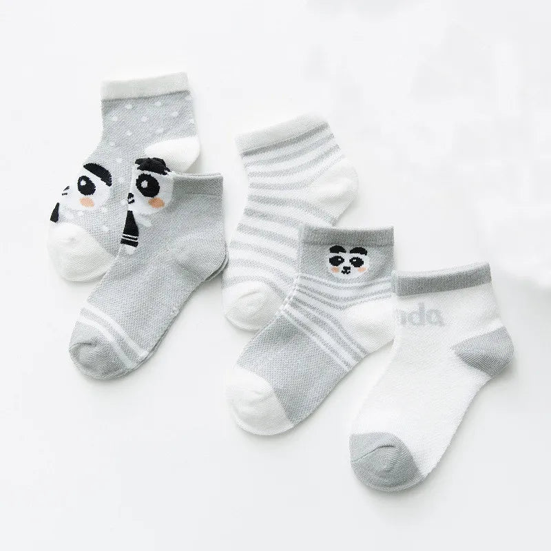 5Pairs/pack Baby Boys Girls Socks For Newborn Spring Summer Mesh Thin Cartoon Infant Toddler Girl Boy Socks For Baby 0-24Month