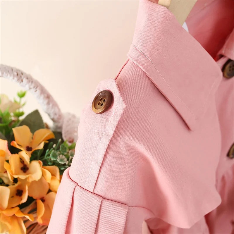 Autumn Overcoat England Style Windbreaker Jacket Girls Girdle The Waist Trench Coats Girl Spring Children's Casual Clothing 2024