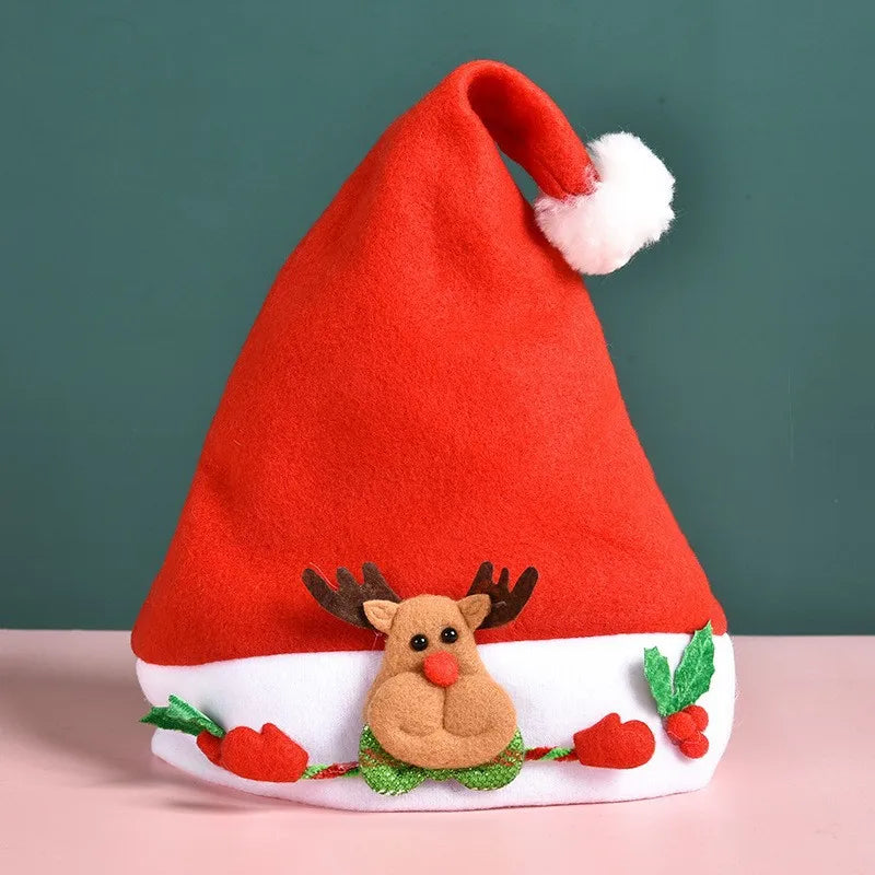 Christmas Hat for Baby Cute Cartoon Elk Santa Claus Xmas Cap Winter Warm Woolen Beanie Cap Party Hair Accessory