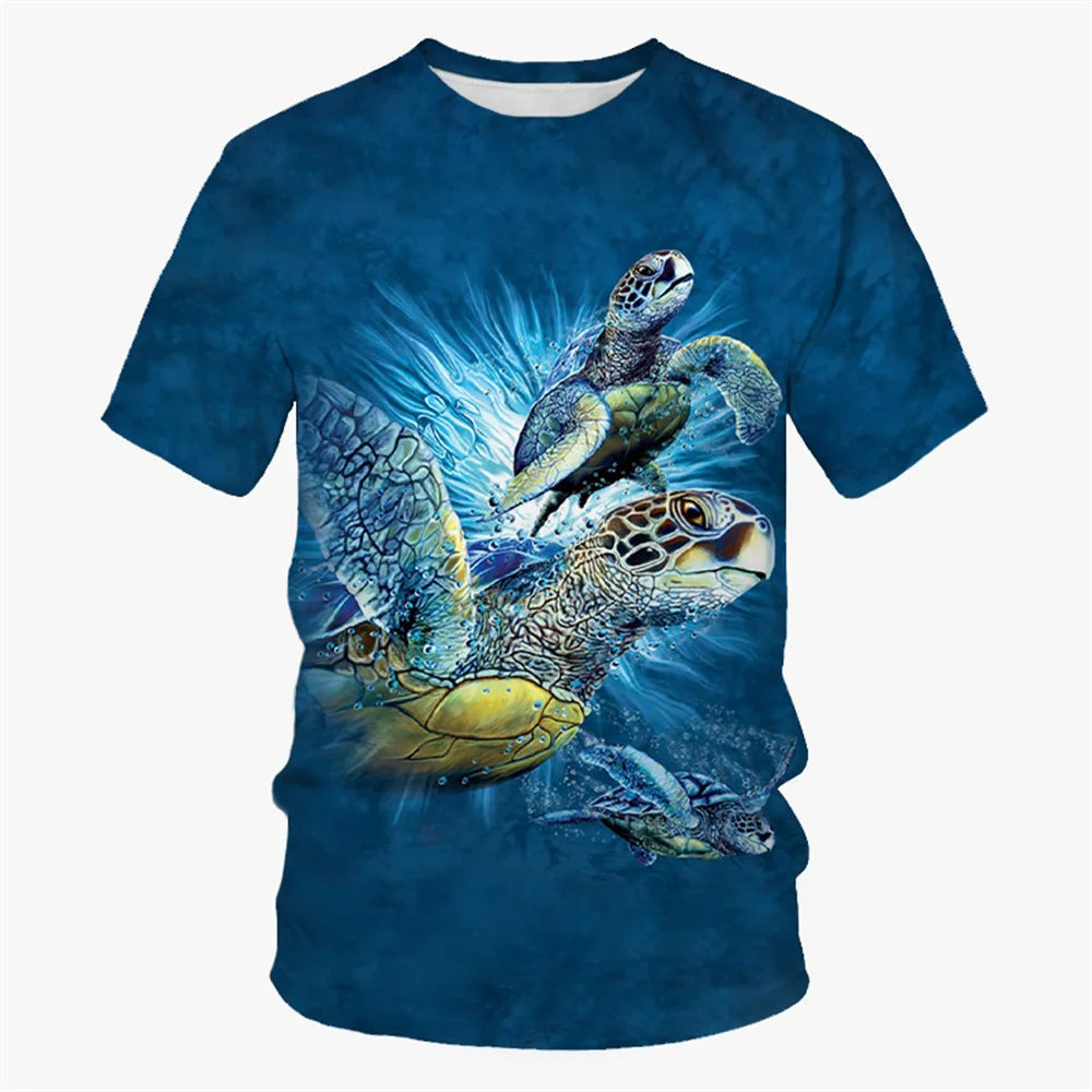Sea Turtle Pattern T-Shirt for a Boy Girls Clothes Boy T-Shirts Fashion Short Sleeve Boys Clothes Round Neck Children's T-Shirt