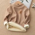 Children's Velvet Bottom Shirt New Mid to Large Children's Half High Collar Warm Autumn and Winter Baby Top Long Sleeve T-shirt
