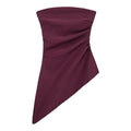 HH Women's Vintage Solid Strapless Asymmetrical Hem Tank Tops Summer Sexy Off-Shoulder Lady High Street Fashion Chic Tops