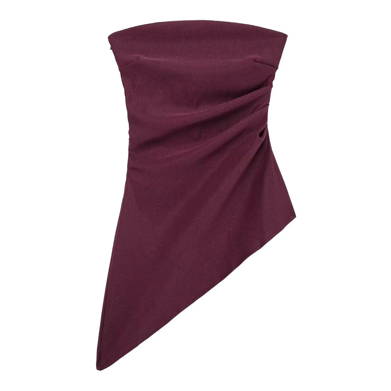 HH Women's Vintage Solid Strapless Asymmetrical Hem Tank Tops Summer Sexy Off-Shoulder Lady High Street Fashion Chic Tops