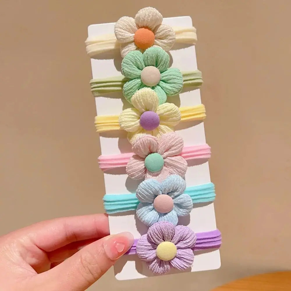 6pc Children Headwear Hair Rope High-value Elastic Hair Band Finger Hair Tie Bowknot Hair Band Tie Hair No Harm Ponytail Holder