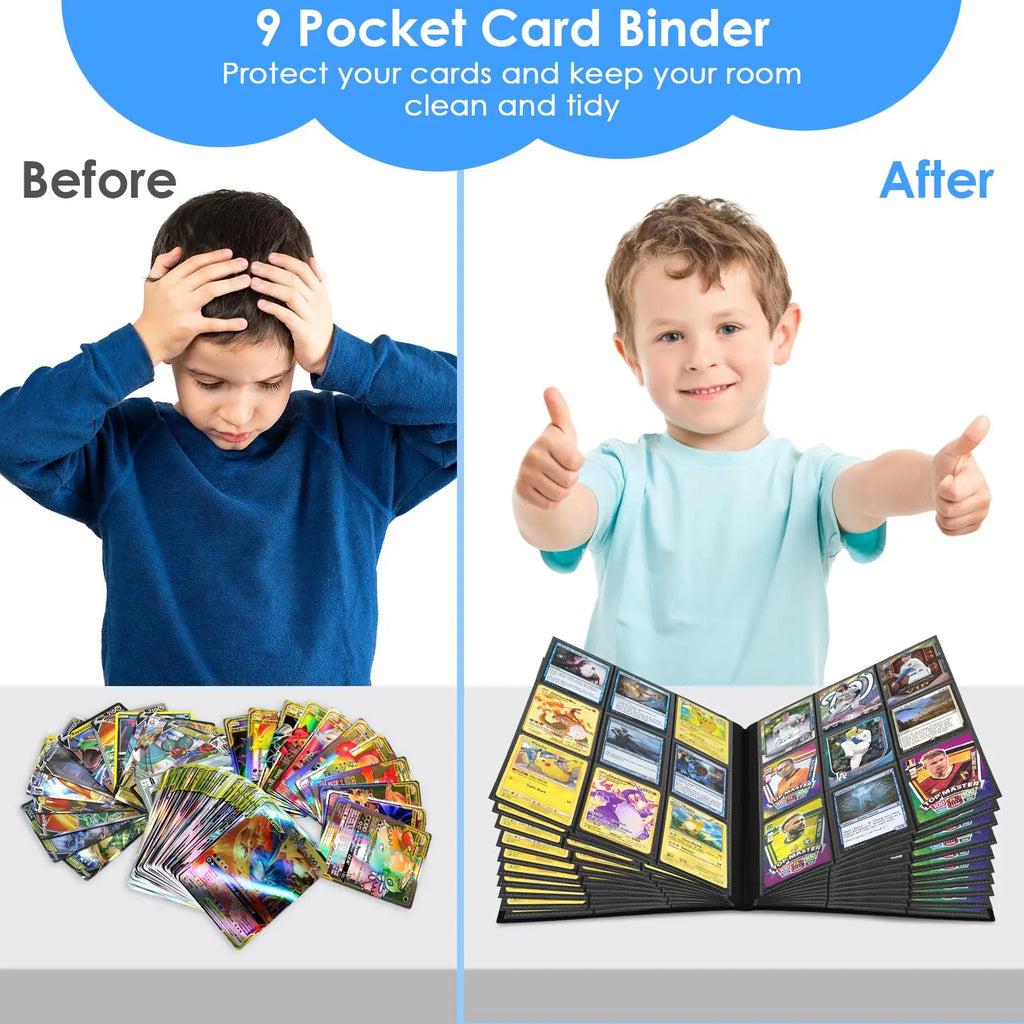 1Pc Card Binder 9-Grids 360 Trading Card Holder Book PP Cover Binder For Cards Durable Side Loading Card Book With Gaming Cards