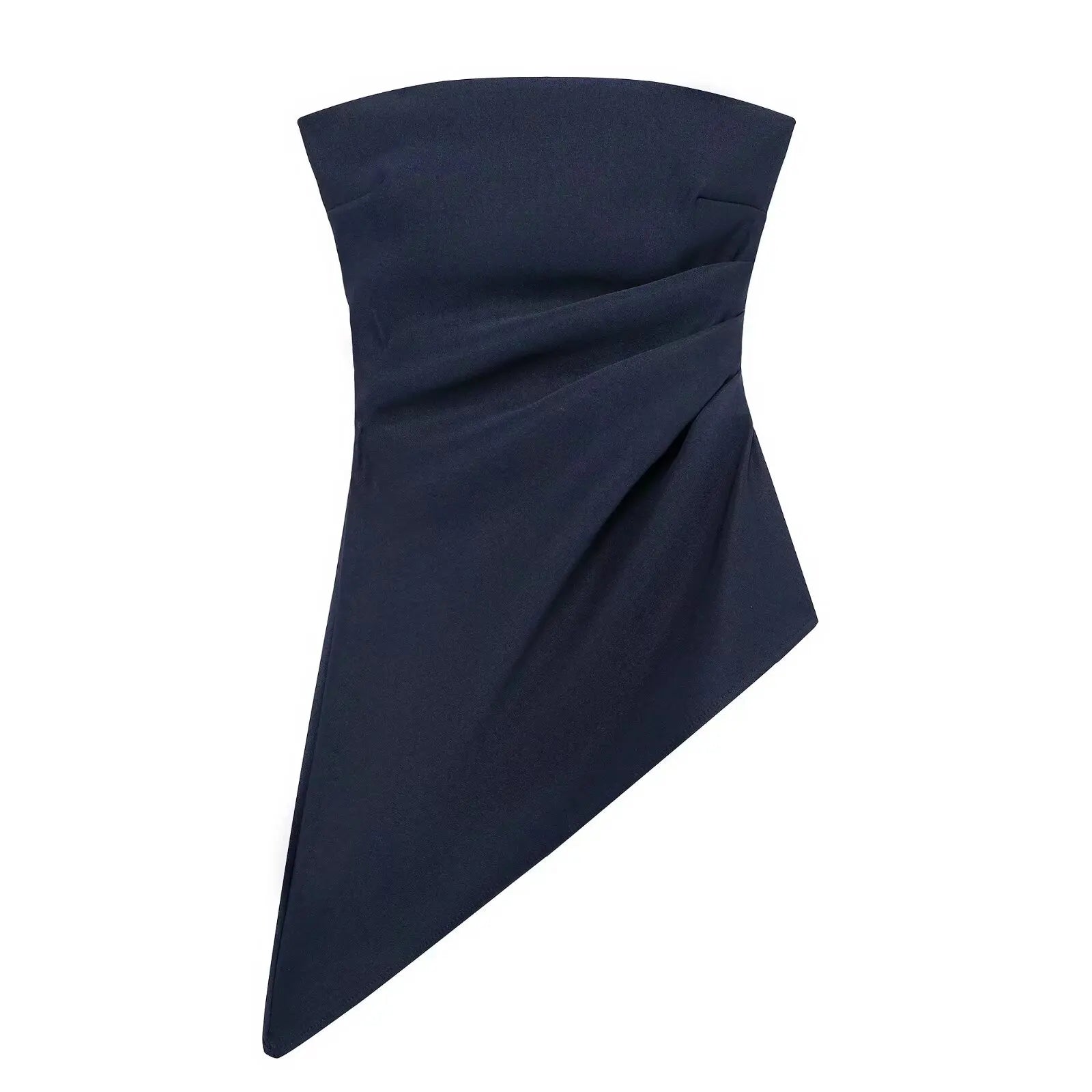 HH Women's Vintage Solid Strapless Asymmetrical Hem Tank Tops Summer Sexy Off-Shoulder Lady High Street Fashion Chic Tops