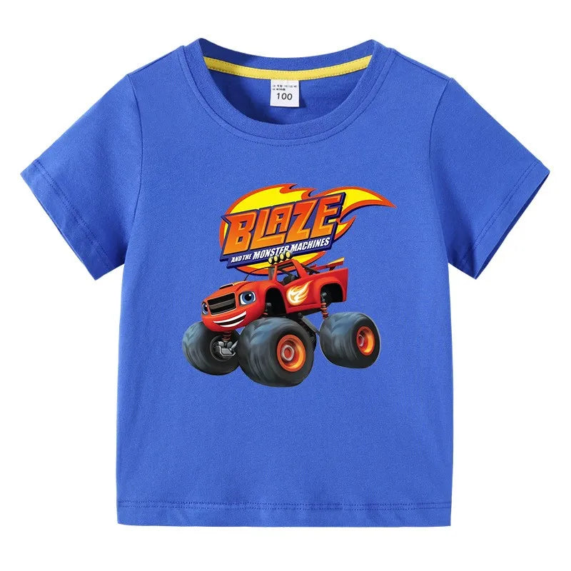 Blaze And The Monster Machines Cartoon Kids Funny T-Shirts Baby Boys Cool Summer T shirt Children Tops Girls Clothes 1-10Y