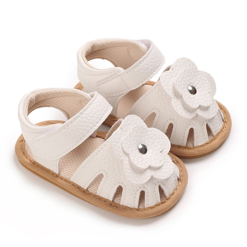 White Cute 0-18M Baby Cute Open toed Bow Summer Sandals Princess Casual Soft Rubber Bottom Non slip Sandals