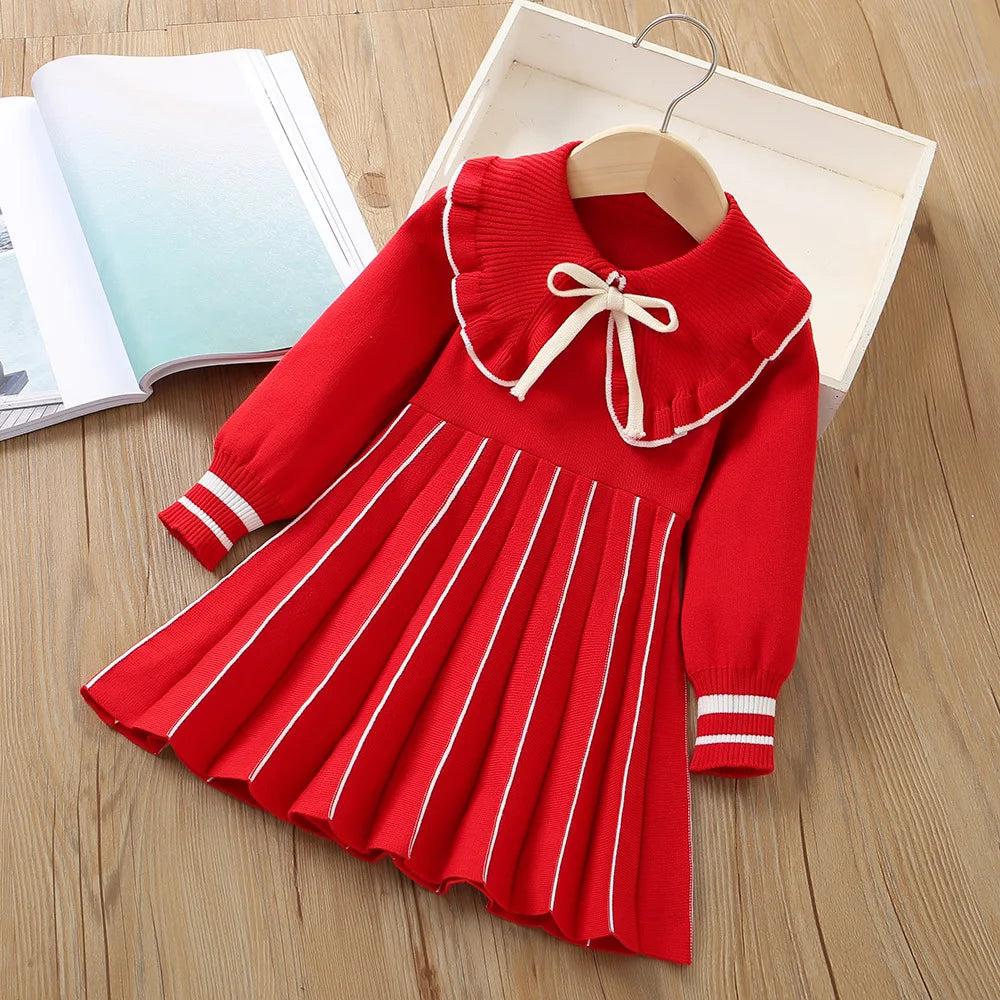 Girls Dress Winter Knitting Sweater Dress Autumn Long Sleeve Princess Dress Vestidos Warm Toddler Girl Clothes Kids Clothing