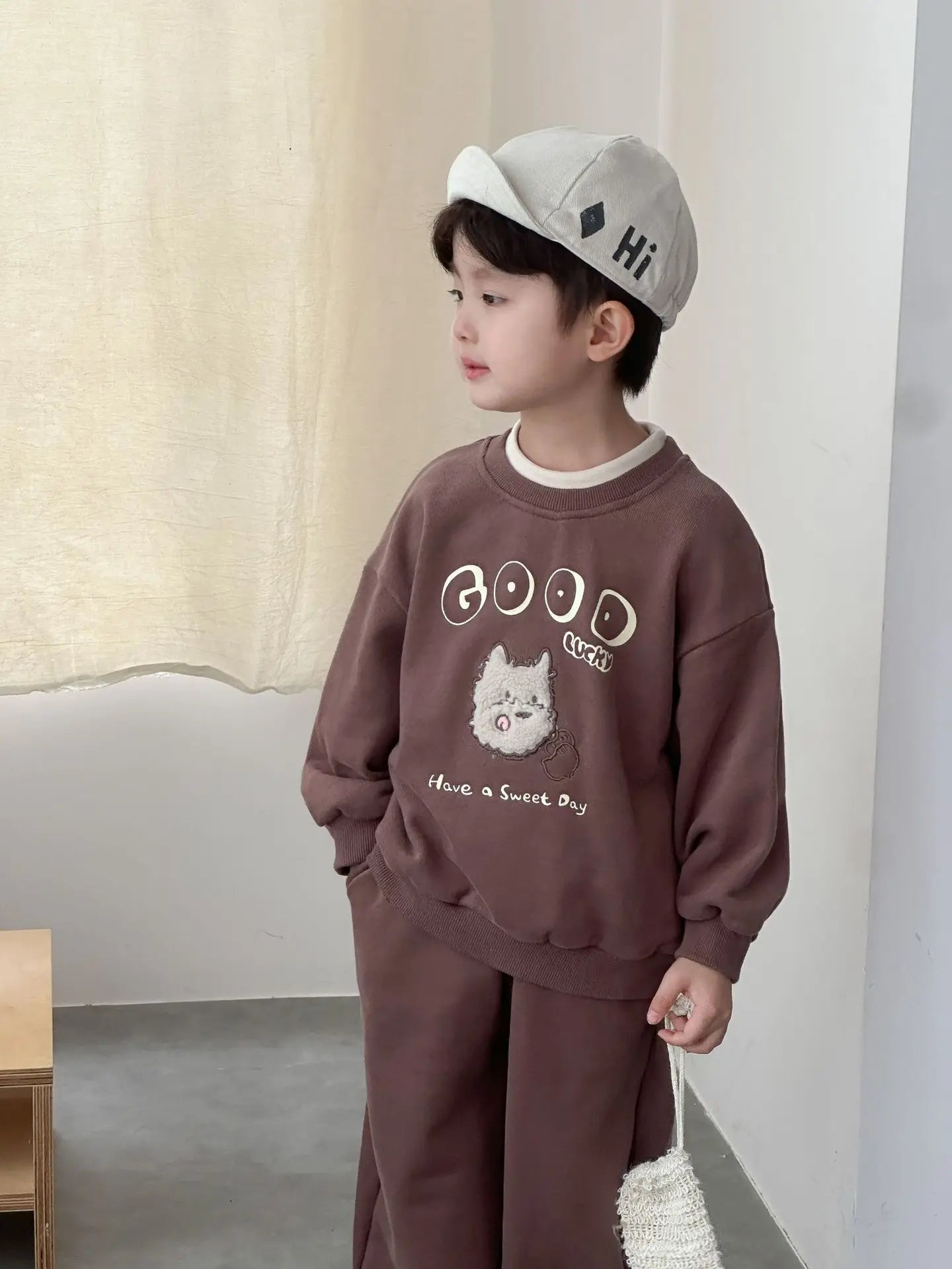 2026 Autumn New Children Long Sleeve Clothes Set Boys Girls Cartoon Sweatshirt + Pants 2pcs Suit Cotton Kids Loose Sports Set