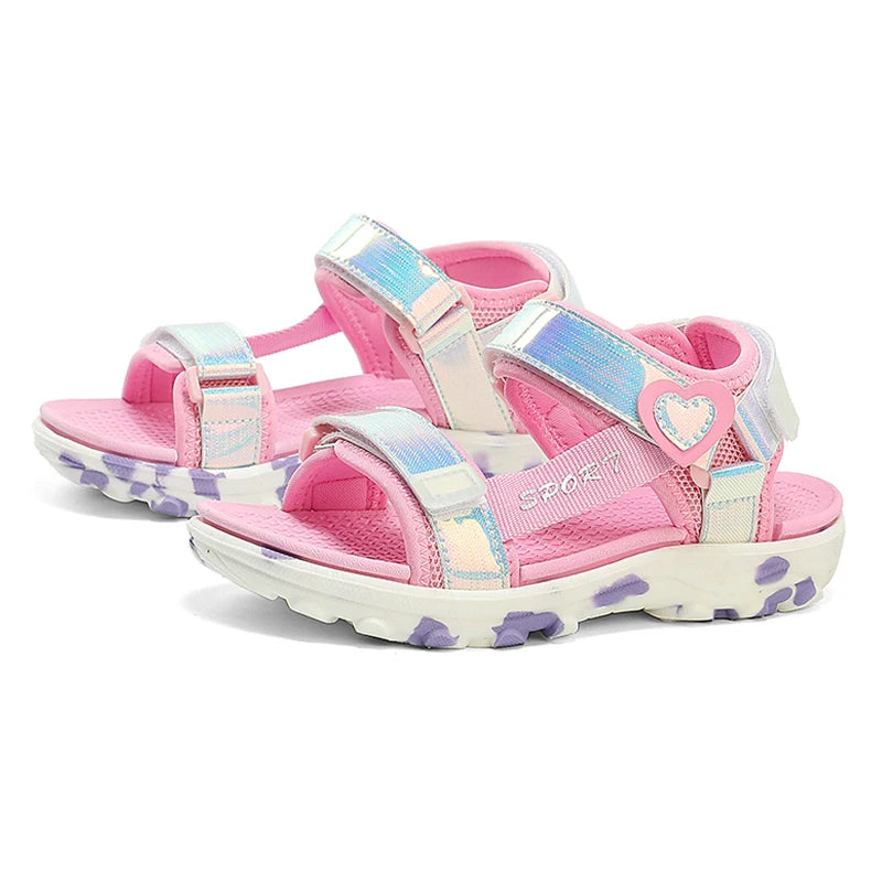 Summer Cute Princess Girls Sandals  Anti-slip Sport Children's Casual Sandals Toddler Girl Breathable Open Toe Sandal Shoes