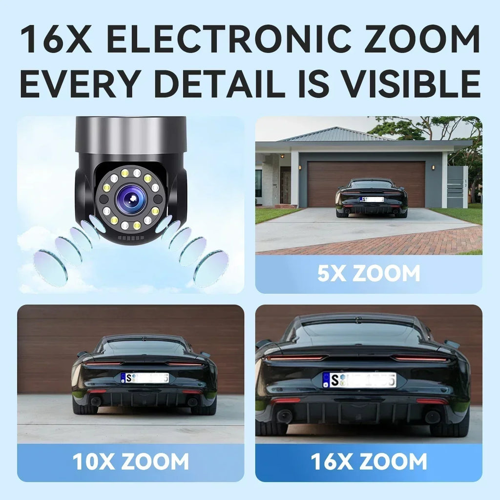 16X ZOOM WiFi Camera 20MP Four Lens Outdoor 6K 12MP IP66 Waterproof Night Vision Two-Way Intercom CCTV Video Surveillance