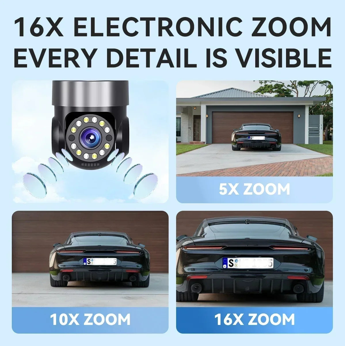 16X ZOOM WiFi Camera 20MP Four Lens Outdoor 6K 12MP IP66 Waterproof Night Vision Two-Way Intercom CCTV Video Surveillance