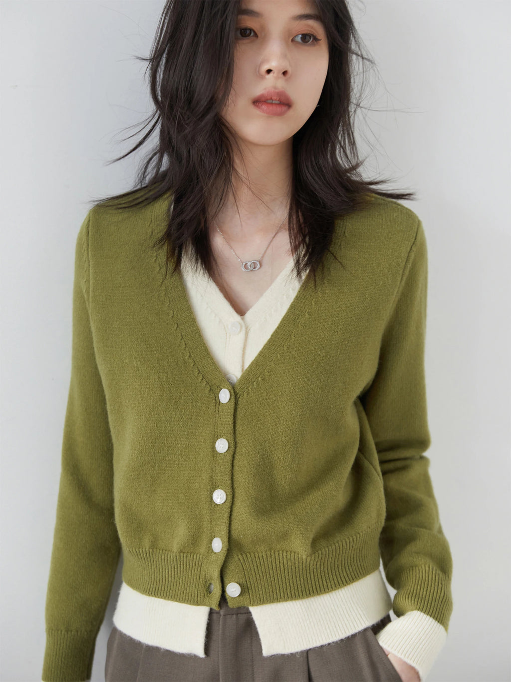 CHIC VEN Women Cardigan Casual V-neck Single Breasted Contrast Female Knitted Sweaters Long Sleeved Jumpers Spring Autumn