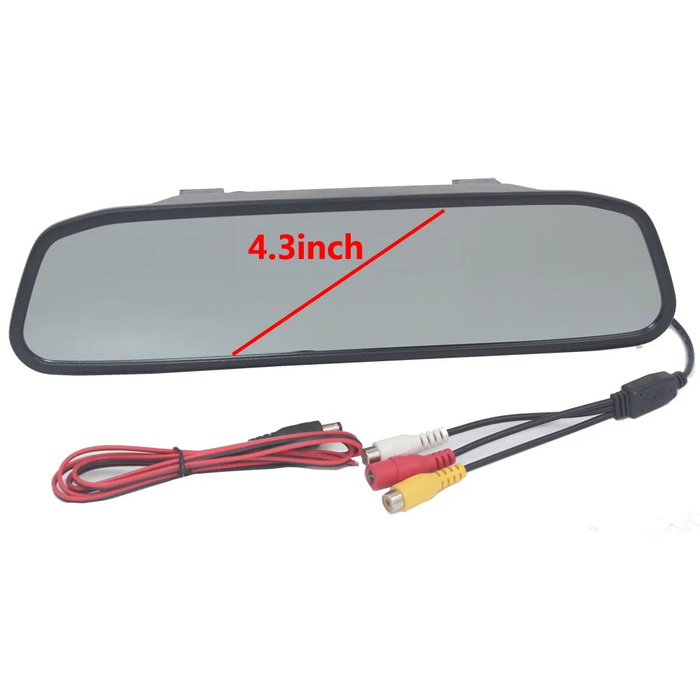 Car Player Interior Mirror or Parking Monitor with Rear View Camera 4.3 Inch Screen HD DVD Video Display Parktronics Accessories