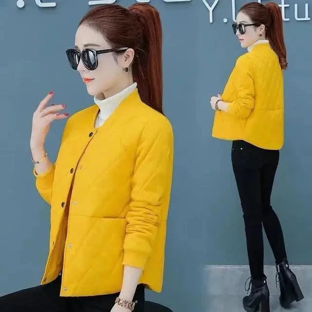2025 New Lightweight Hooded Down Cotton Women Wear Fashion Short Coat Qulited Autumn Winter Cotton-Padded  Jacket Female Black