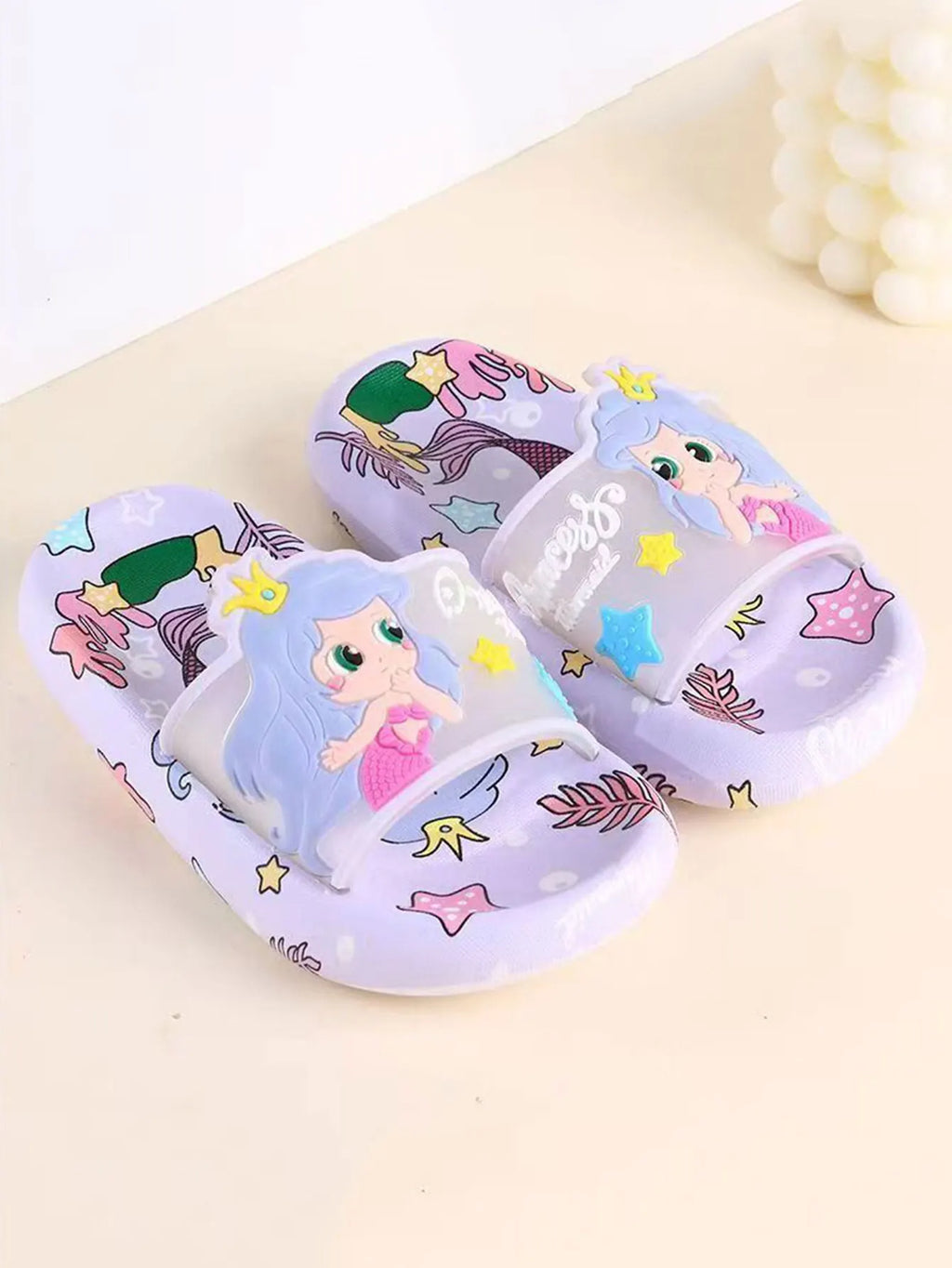 2025 Summer Children's Cute Cartoon Mermaid Cool Slippers Indoor and Outdoor Leisure Comfortable Anti slip Soft Bottom Home Slip