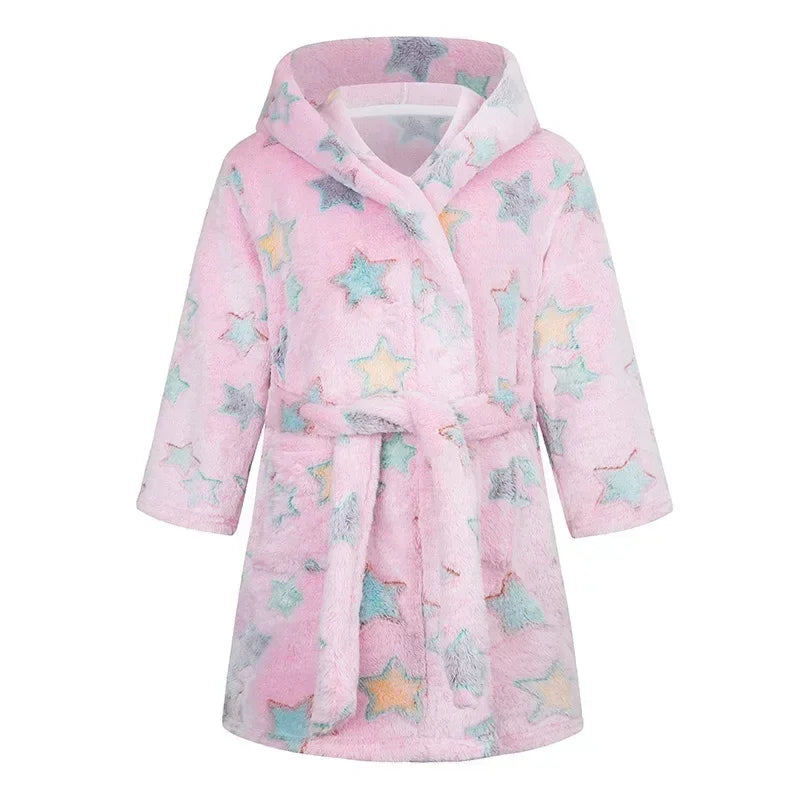 Kids Bathrobe for Girl Children Clothing Girl Flannel Bath Robe Clothes Boy Cartoon Night Robe Kids Pajamas For Girl 2-12 years