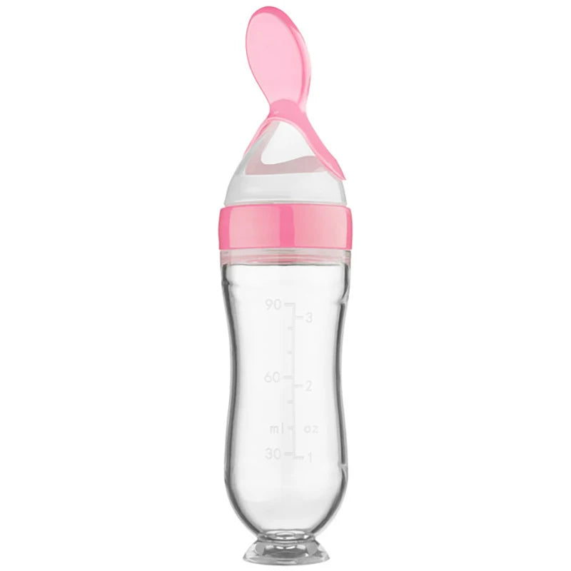 Squeezing Feeding Bottle Silicone Newborn Baby Training Rice Cereal Food Spoon Supplement Feeder Safe Useful Tableware For Kids