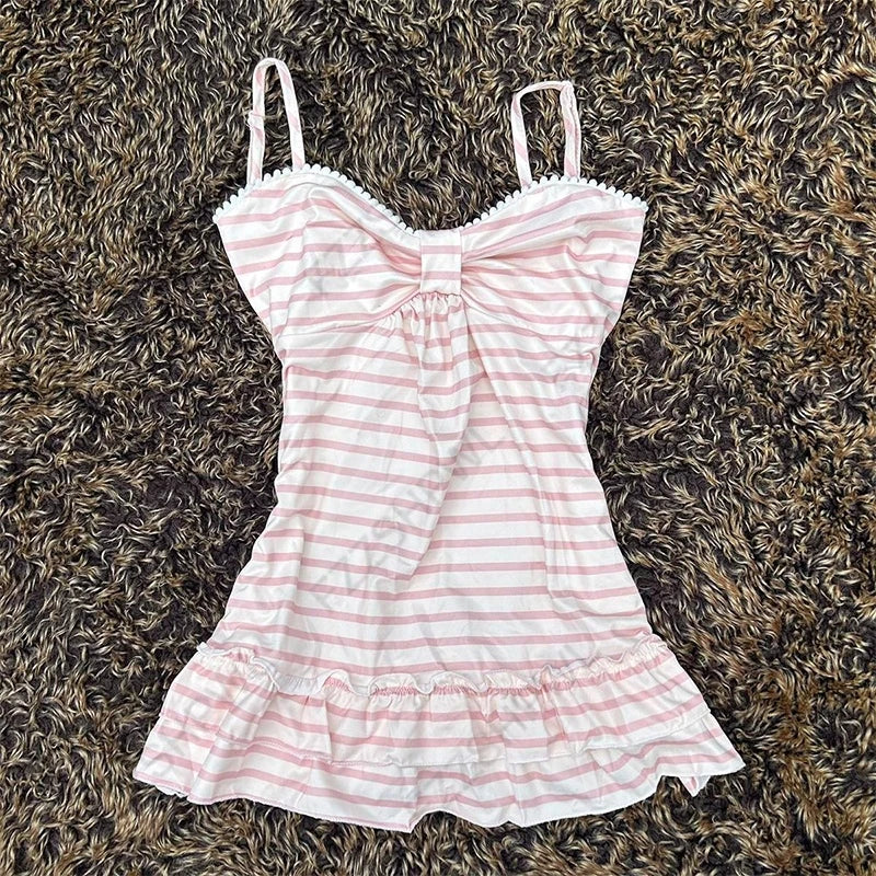 Women's Sweet and cute fairy tale style Y2K casual slim crop top polka dot kawaii bow lace all-match American Gothic cartoon top
