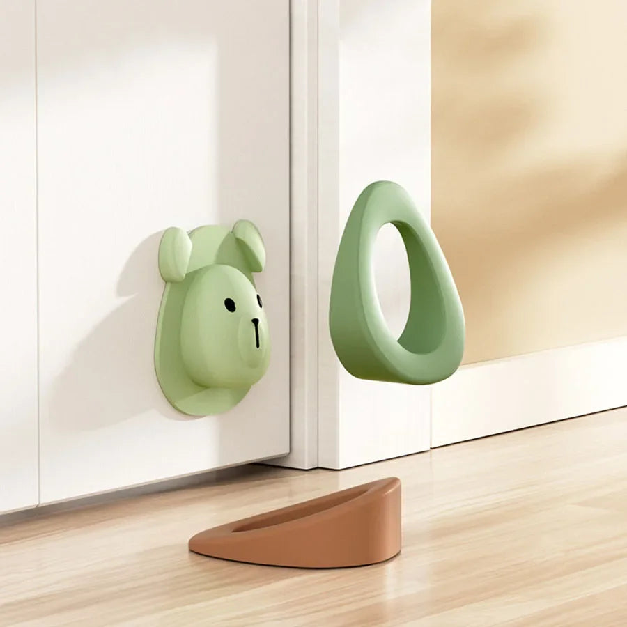 Cartoon Little Bear 2 in 1 Door Stop Soft Silicone Thicken Door Bottom Multi-function Child Safety Anti Pinch Hand Door Stopper