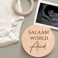 Personalised Custom Salam World Islamic Muslim Newborn Boy Girl Wooden Milestone Card Welcome To World Baby Shower Birth Gifts