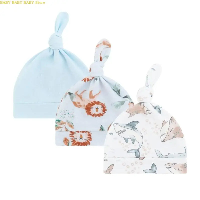 Q81A Elastic Baby Knotted Hat Comfortable Stretchy Newborns Fetal Caps Breathable Brimless Design for Kids 0 to 24 Month