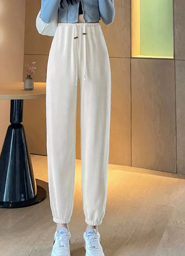 M-4XL Pregnant Women Cotton Fleece Radish Pants Autumn Ankle-length Maternity Corduroy Trousers High Waist Pregnancy Sweatpants