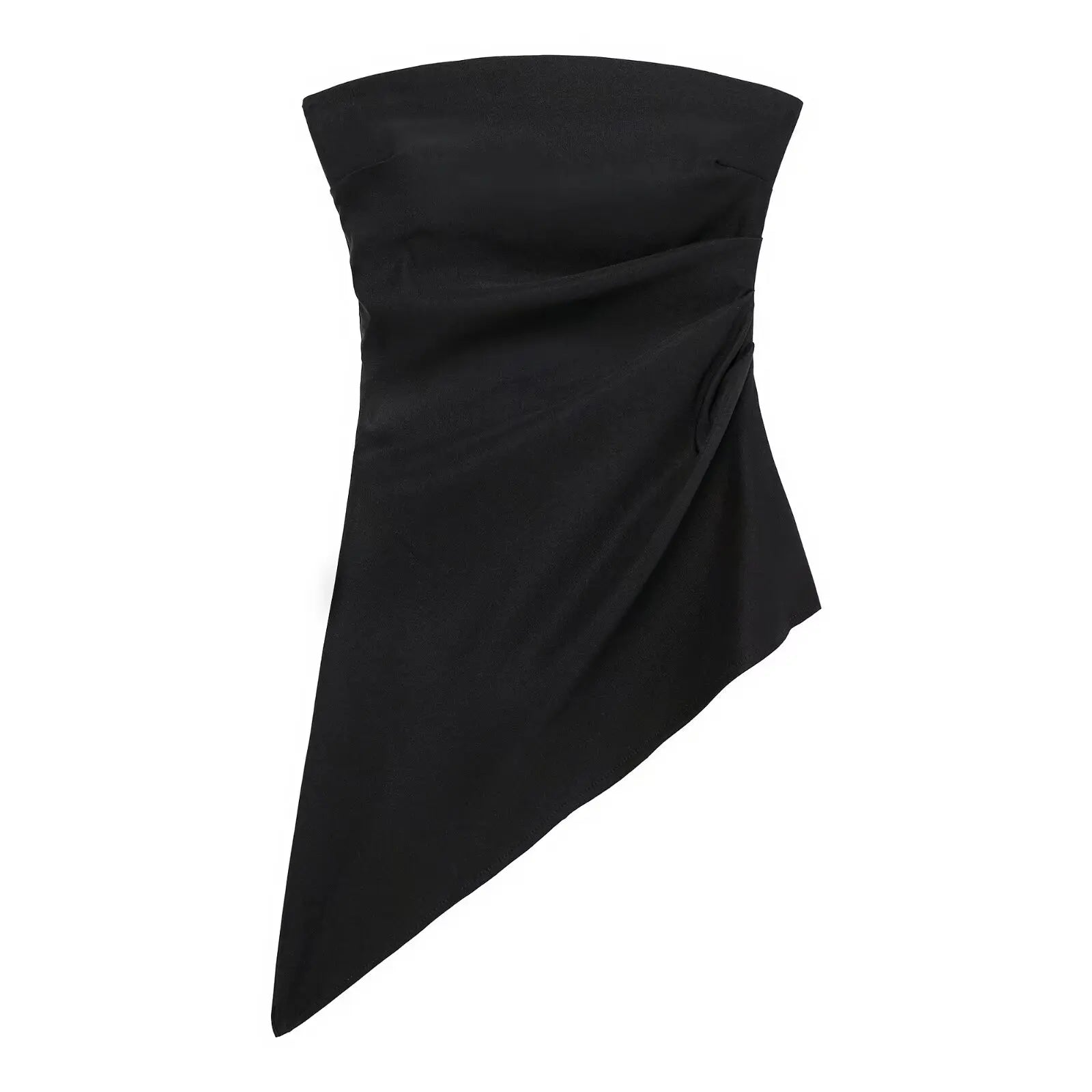 HH Women's Vintage Solid Strapless Asymmetrical Hem Tank Tops Summer Sexy Off-Shoulder Lady High Street Fashion Chic Tops