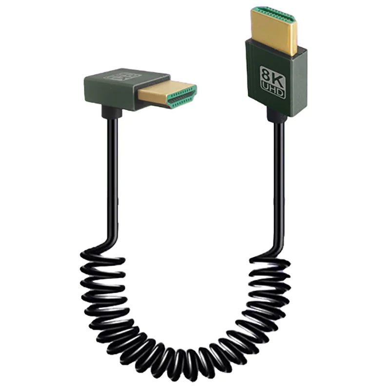 8K UHD Cable 2.1 Standard HD Mini-HD Micro-HD Stretch Spring Curl Flexible Cord for PC Phone Tablet Camera DV Monitor HDTV