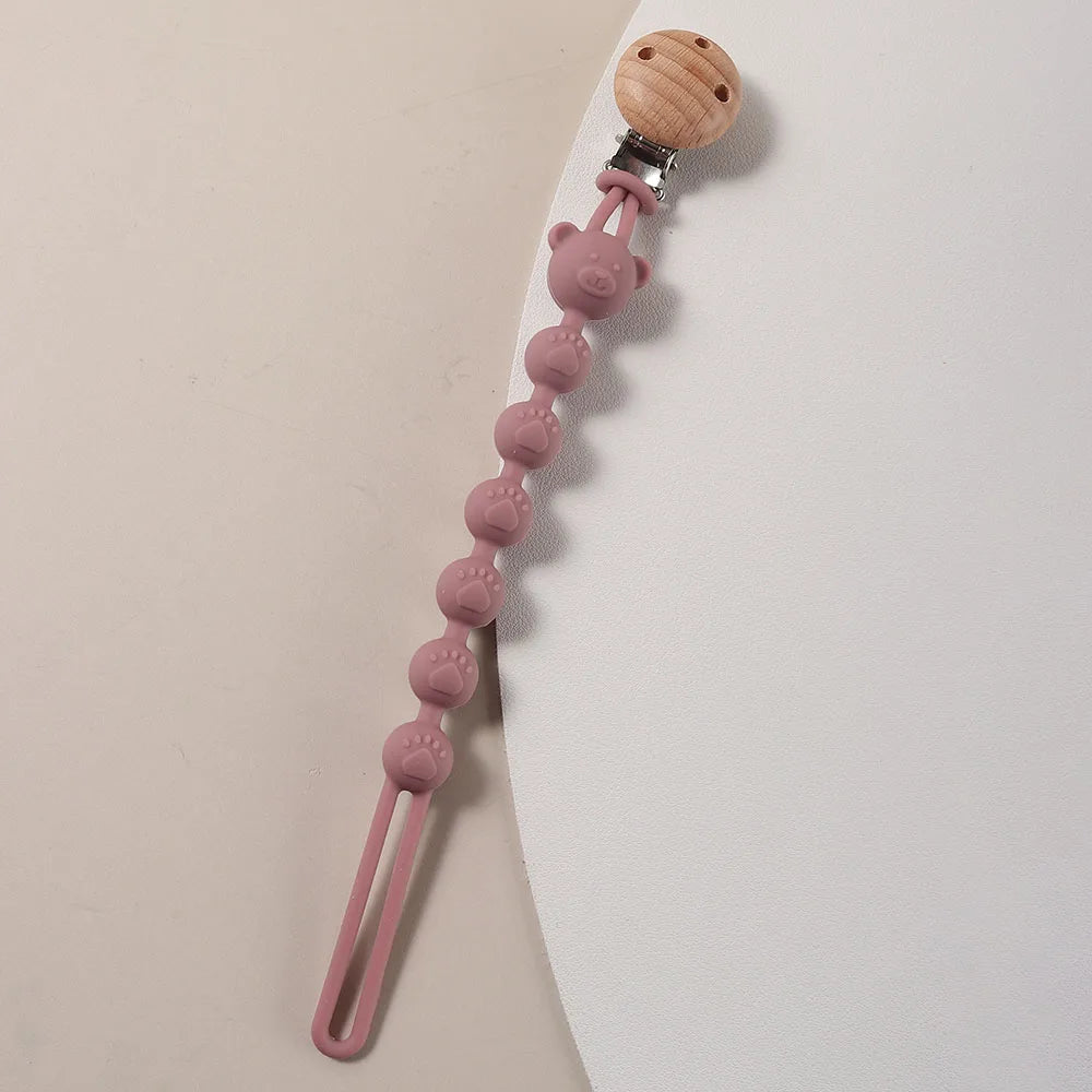 Silicone Pacifier Clip Baby Cartoon Bear Paw Cute Pacifier Chain for Newborn Teething Soother Dummy Clips Beaded