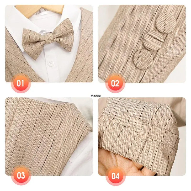 Baby Boys Summer Luxurious Photograph Dress Children Formal Wedding Performance Tuxedo Wear School Kids Beaufitul Birthday Suit