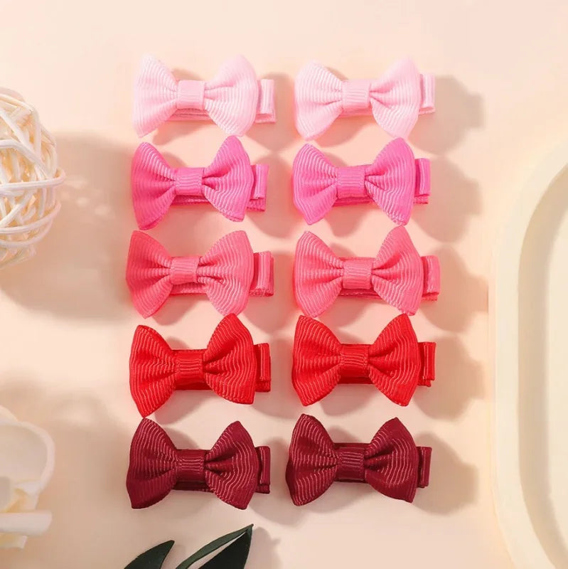 10pcs/Set Mini Hair Bow Clips for Baby Girls Cute Dopamine Color Handmade Bowbots Hairpins Lovely Headwear Kid Hair Accessories