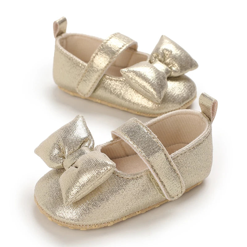 New Spring Gold Baby Shoes Elegant Breathable Cloth Sole First Walkers for Girls 0-18 Months