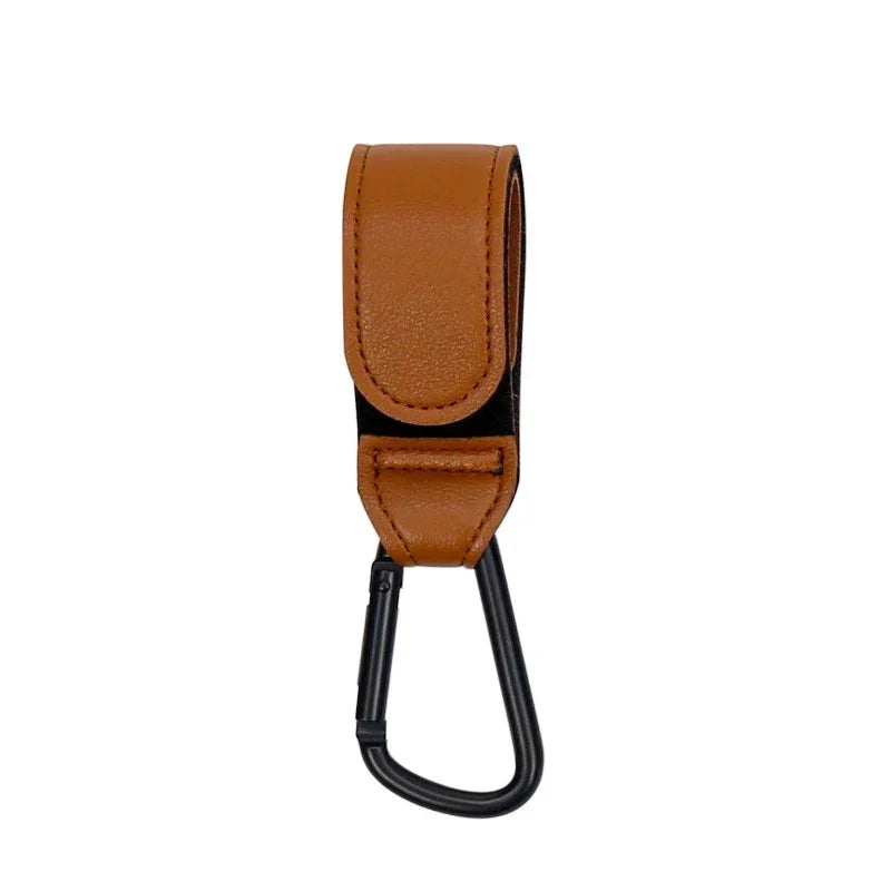 1/2PCS Baby Stroller Hooks - PU Leather Pram Organizer for Diaper Bag, Travel Accessories with Climbing Buckle