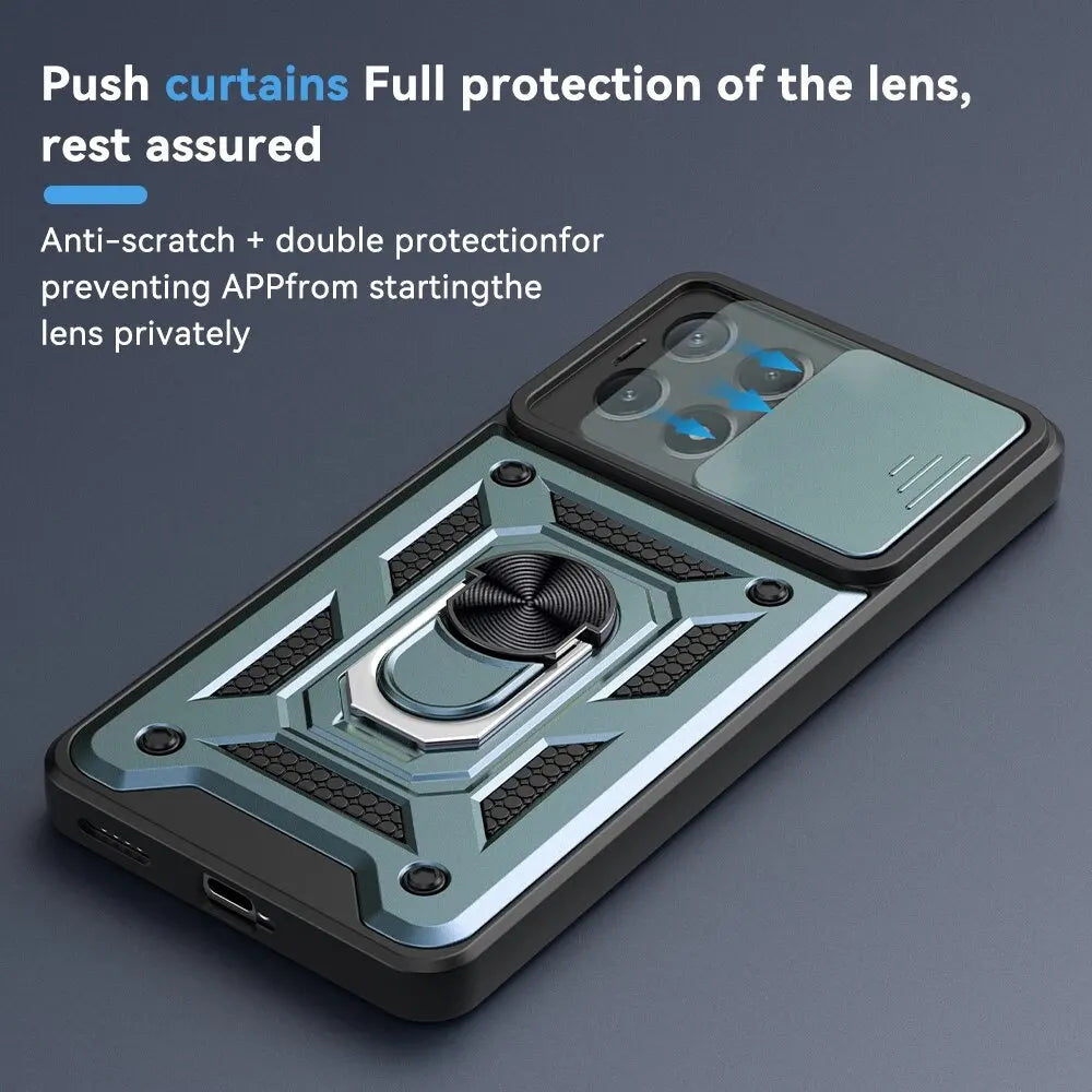 For Redmi Note13 Pro Plus Slide Camera Lens Protector Armor Case For Xiaomi Redmi Note 13 Pro 4G 5G Military Grade Bumpers Cover