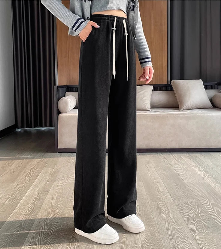M-4XL Pregnant Women Cotton Fleece Radish Pants Autumn Ankle-length Maternity Corduroy Trousers High Waist Pregnancy Sweatpants