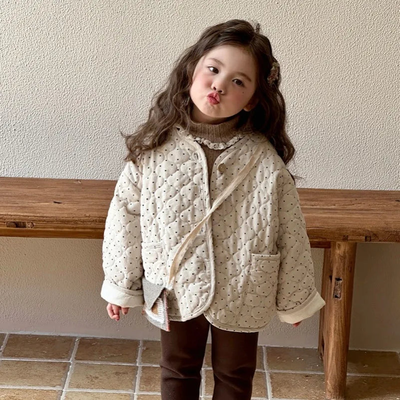 Korean New Thickened Girl Winter Cotton Coat for Baby Girls Warm Cotton Jacket Girls Children's Autumn Winter Thick Cotton Coa