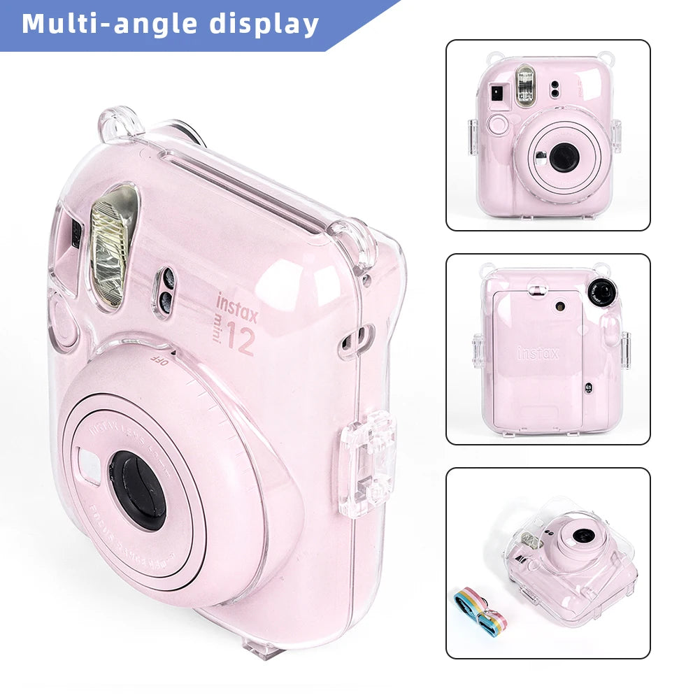 Mini Storage Case PC Crystal Protective Sleeve with Shoulder Strap for Fujifilm for Instax Mini 12 for Camera for Instax Mini12