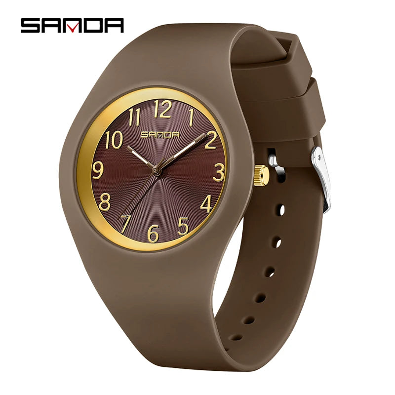 SANDA Fashion Ladies Children Quartz Watches for Boys Girls Kids Watch Waterproof Women Silicone Watchband Quartz Clock Gift