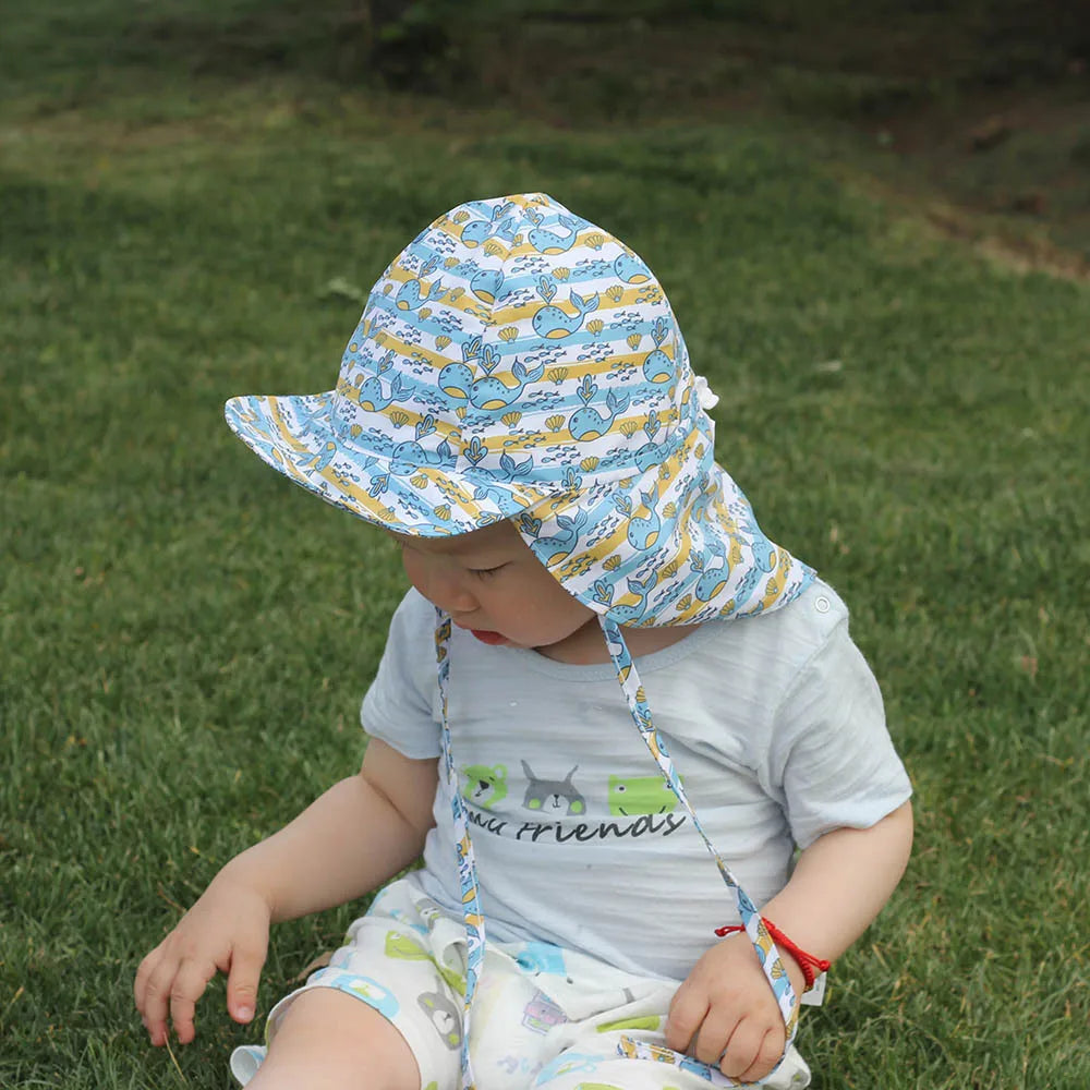 2025New Summer Baby Sun Hat Baby Girls Boys Caps Cartoon Panama Children's Hat UV Protection Travel Beach Kid Bucket Hat SPF 50+