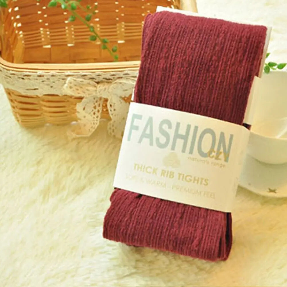 Women Thermal Knitted Footed Tights Warm Breathable Cotton Pantyhose Winter High Stretch Stockings High Quality