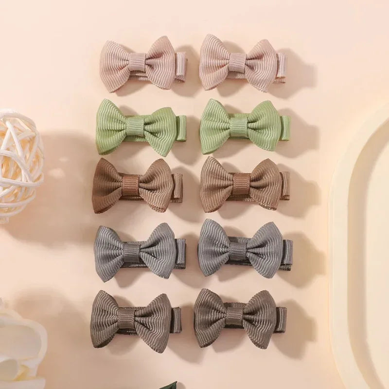 10pcs/Set Mini Hair Bow Clips for Baby Girls Cute Dopamine Color Handmade Bowbots Hairpins Lovely Headwear Kid Hair Accessories