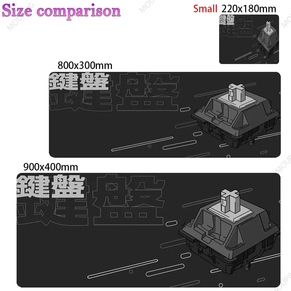 Large Kawaii Grey Gaming Mouse Pad Non Slip Rubber Stitched Edge Desk Mat For PC Laptop Office Dorm Switch Keyboard Gamer Gift