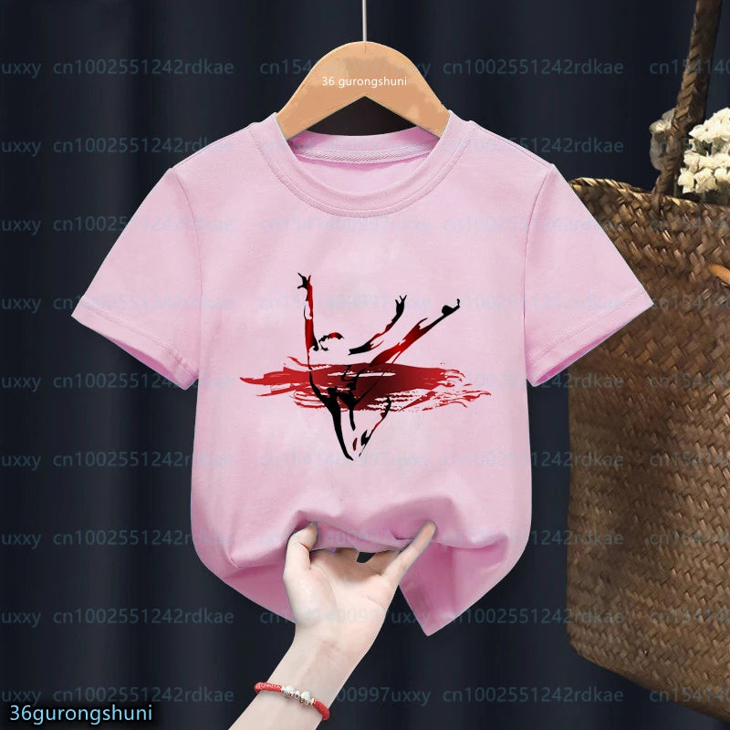t-shirt for girls Gymnast Tshirt Rhythmic Gymnast Tshirts Custom name Fashion Harajuku Girls Pink Tops Summer Kids Tshirts
