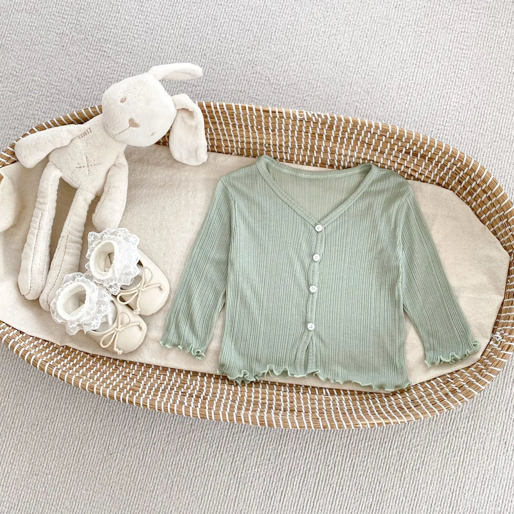 Girls' sun-protective clothing, solid colors, lightweight, breathable, air-conditioned suits, summer cardigans with ruffles, jac