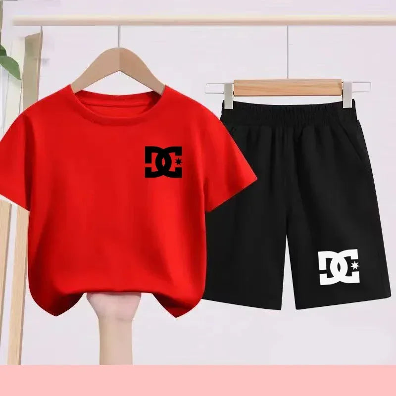 Ensembles d'été Enfants 3-13 Ans Imprimé Mignon T-shirt Sport Manches Courtes + Shorts Décontractés Garçons Filles Tenues Cadeau